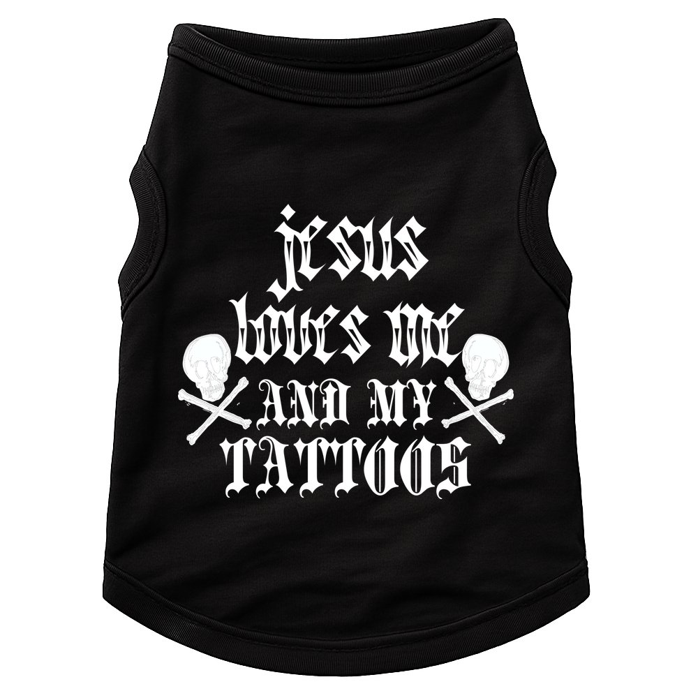 Jesus Loves Me and My Tattoos Doggie Tank