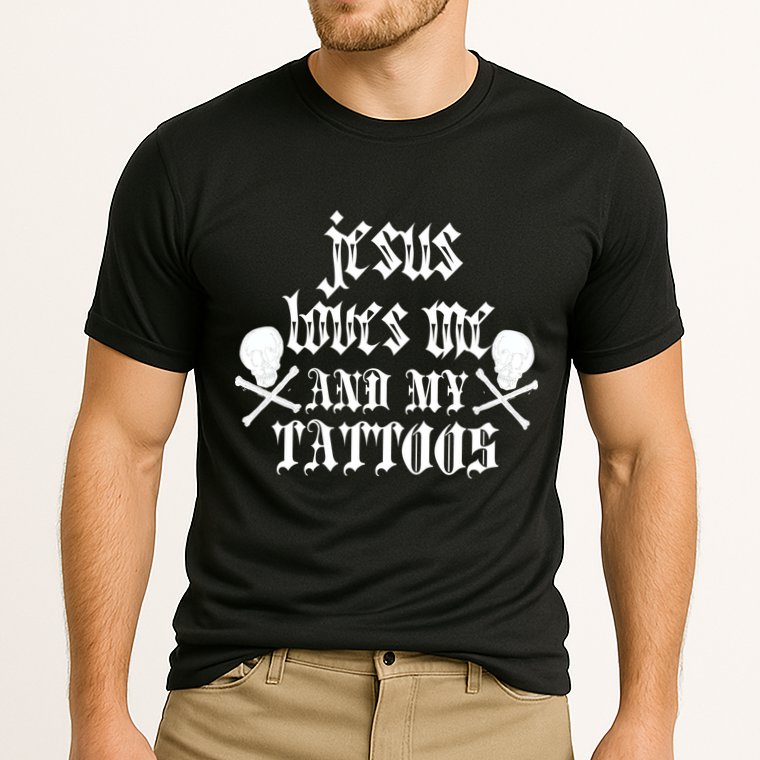Jesus Loves Me and My Tattoos Cooling Performance Crew T-Shirt