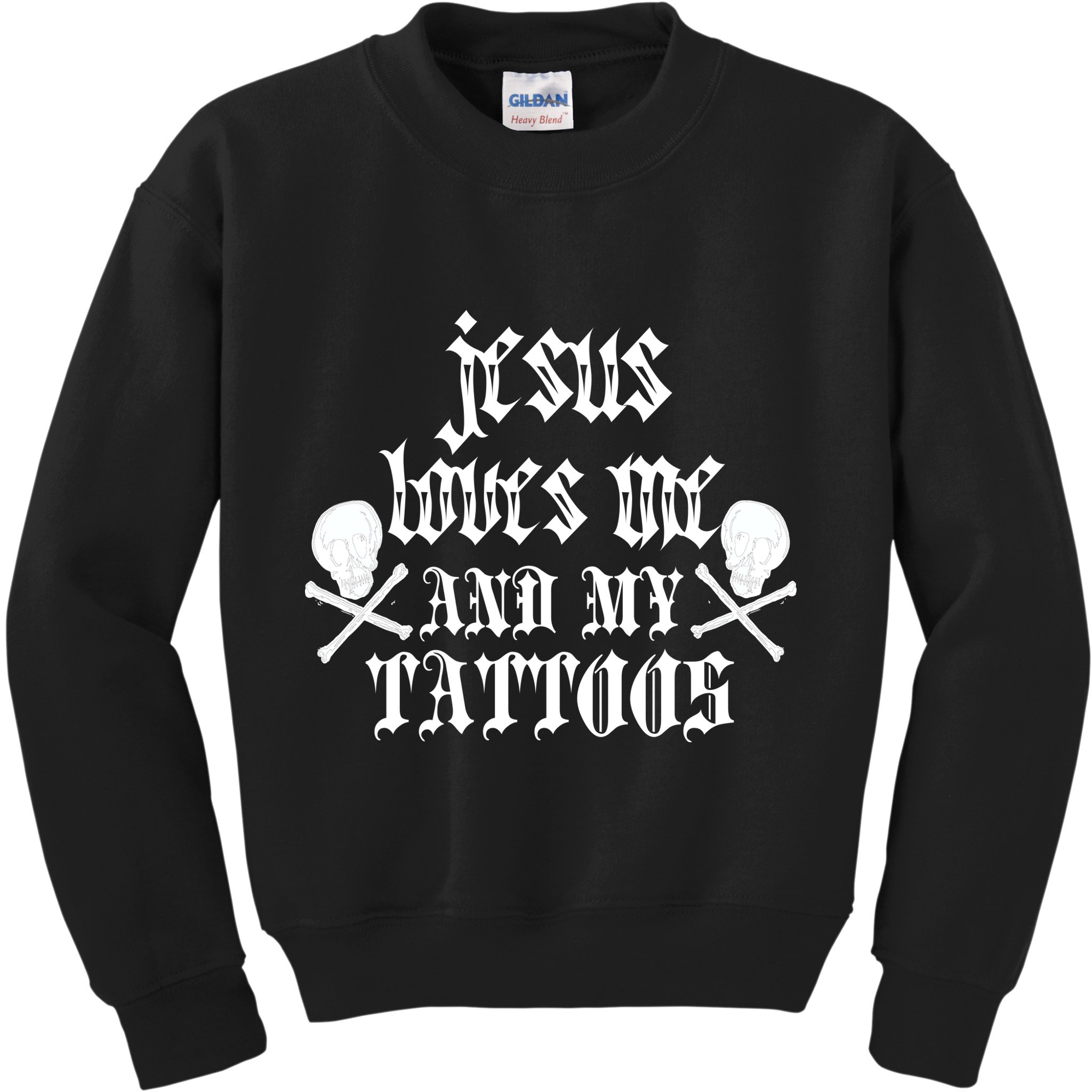 Jesus Loves Me and My Tattoos Kids Sweatshirt