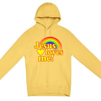 Jesus Loves Me Cool Rainbow Premium Pullover Hoodie