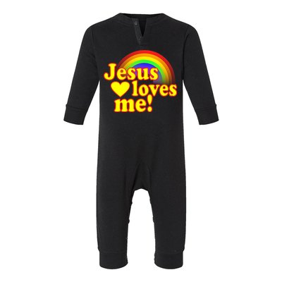 Jesus Loves Me Cool Rainbow Infant Fleece One Piece