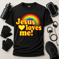 Jesus Loves Me Cool Rainbow Cooling Performance Crew T-Shirt