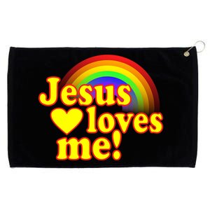 Jesus Loves Me Cool Rainbow Grommeted Golf Towel