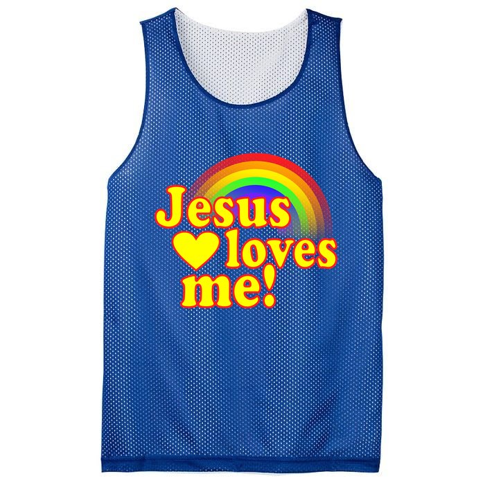 Jesus Loves Me Cool Rainbow Mesh Reversible Basketball Jersey Tank