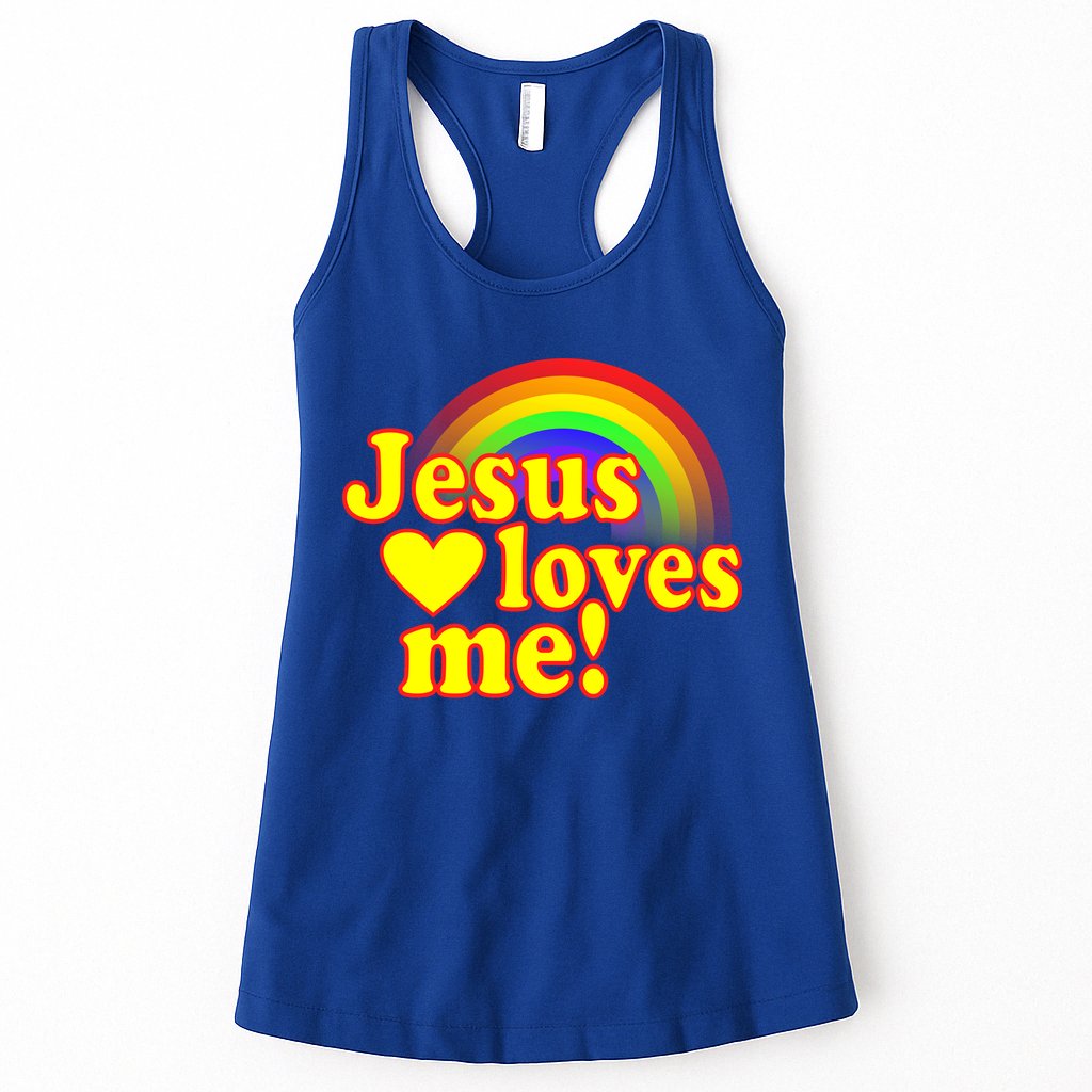 Jesus Loves Me Cool Rainbow Womens Tank Top
