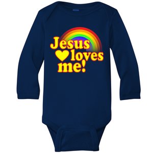 Jesus Loves Me Cool Rainbow Baby Long Sleeve Bodysuit