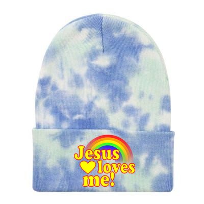 Jesus Loves Me Cool Rainbow Tie Dye 12in Knit Beanie