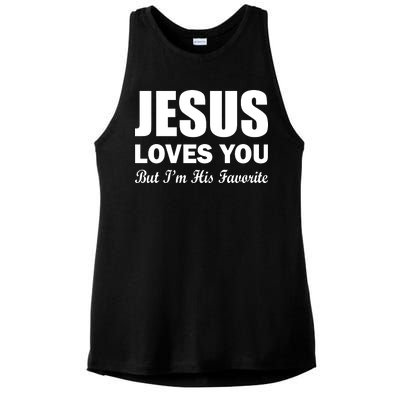 Jesus Loves You But I'm His Favorite Ladies PosiCharge Tri-Blend Wicking Tank