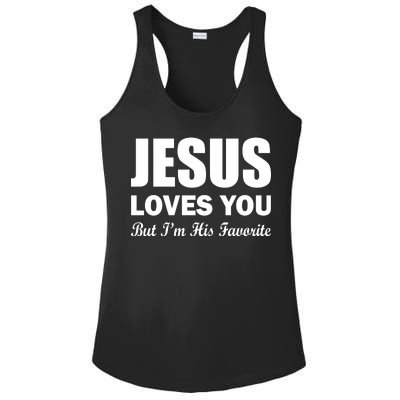 Jesus Loves You But I'm His Favorite Ladies PosiCharge Competitor Racerback Tank