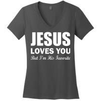 Jesus Loves You But I'm His Favorite Women's V-Neck T-Shirt