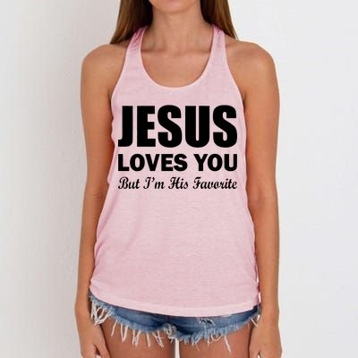 Jesus Loves You But I'm His Favorite Women's Knotted Racerback Tank