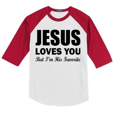 Jesus Loves You But I'm His Favorite Kids Colorblock Raglan Jersey