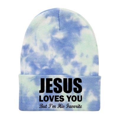 Jesus Loves You But I'm His Favorite Tie Dye 12in Knit Beanie