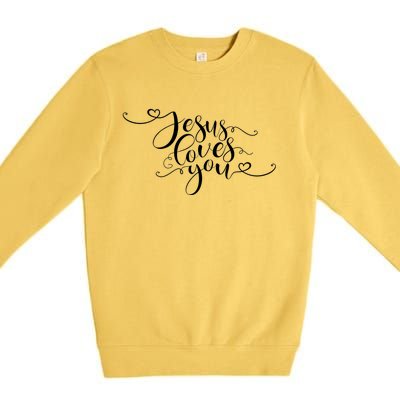 Jesus Loves You Cursive Style Premium Crewneck Sweatshirt