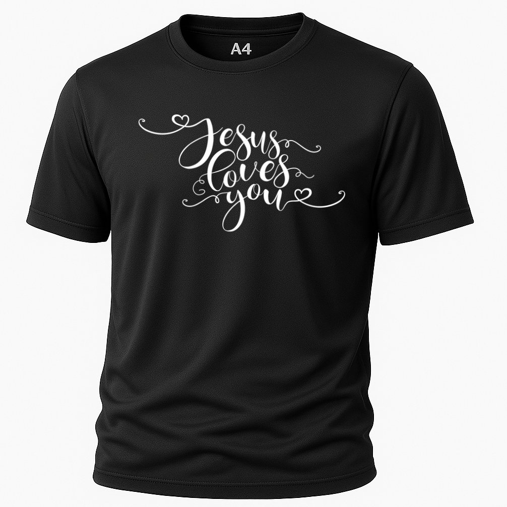 Jesus Loves You Cursive Style Performance Shirt