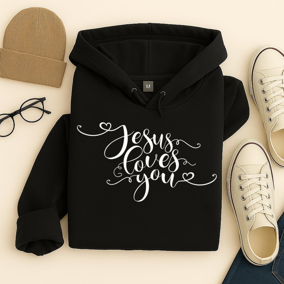 Jesus Loves You Cursive Style Hoodie