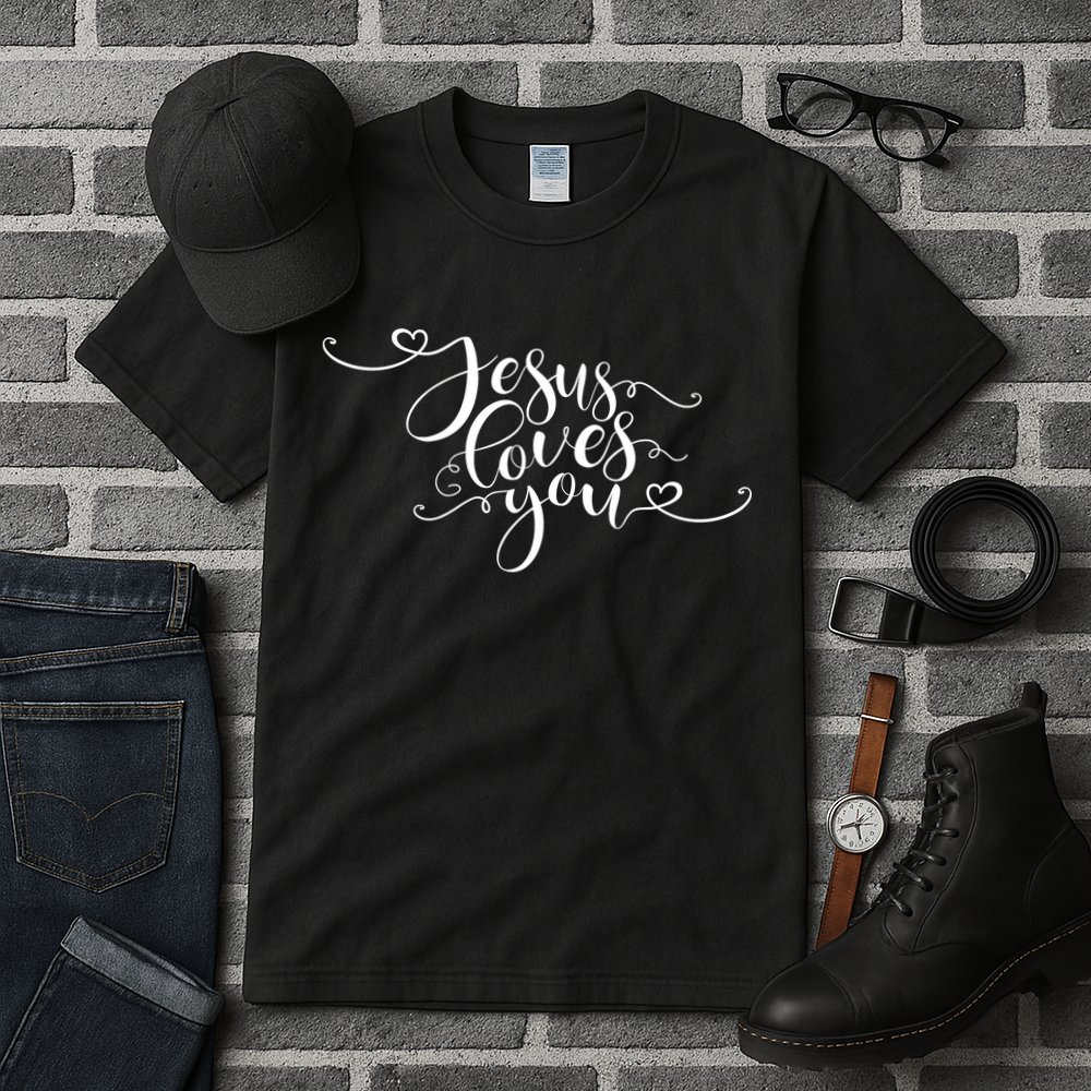 Jesus Loves You Cursive Style Tall T-Shirt