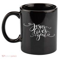 Jesus Loves You Cursive Style 11oz C Handle Ceramic Mug