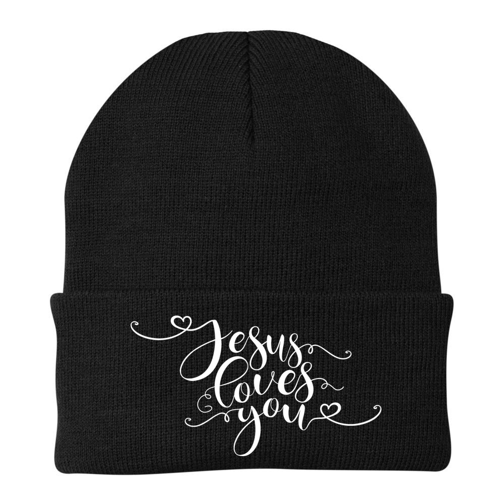 Jesus Loves You Cursive Style Beanie