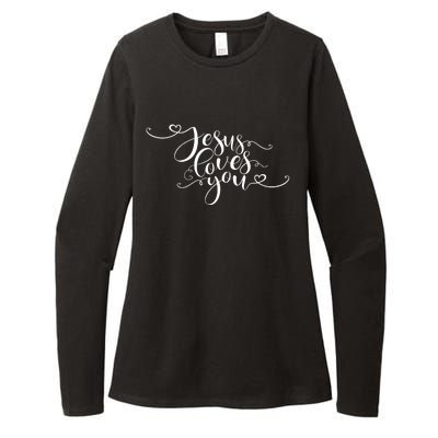 Jesus Loves You Cursive Style Womens CVC Long Sleeve Shirt