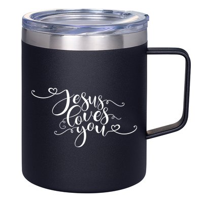 Jesus Loves You Cursive Style 12oz Stainless Steel Coffee Mug