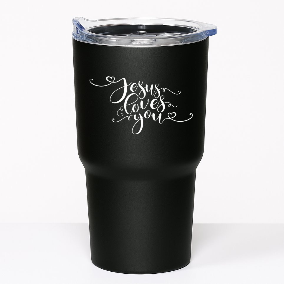 Jesus Loves You Cursive Style Tumbler