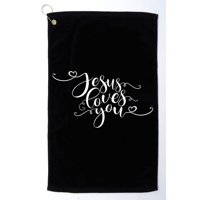 Jesus Loves You Cursive Style Golf Towel