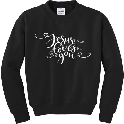 Jesus Loves You Cursive Style Kids Sweatshirt