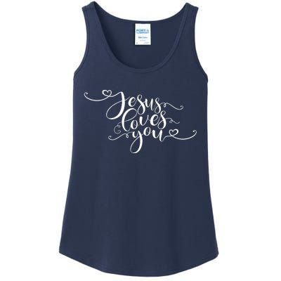 Jesus Loves You Cursive Style Ladies Essential Tank