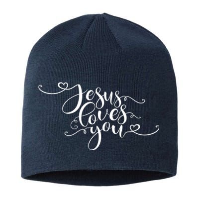 Jesus Loves You Cursive Style Sustainable Beanie