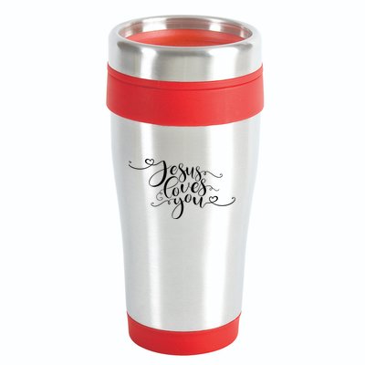 Jesus Loves You Cursive Style 16oz Travel Tumbler