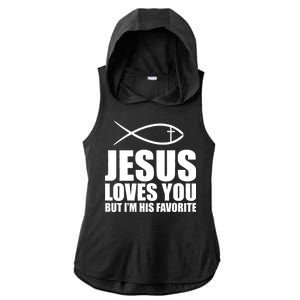 Jesus Loves You Funny Christain Ladies PosiCharge Tri-Blend Wicking Draft Hoodie Tank