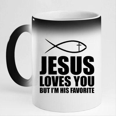 Jesus Loves You Funny Christain 11oz Black Color Changing Mug