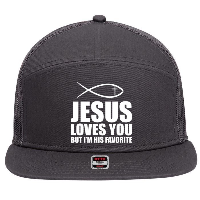 Jesus Loves You Funny Christain 7 Panel Mesh Trucker Snapback Hat