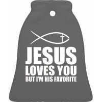 Jesus Loves You Funny Christain Ceramic Bell Ornament