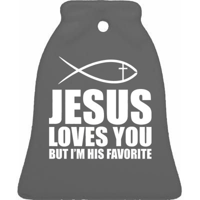 Jesus Loves You Funny Christain Ceramic Bell Ornament