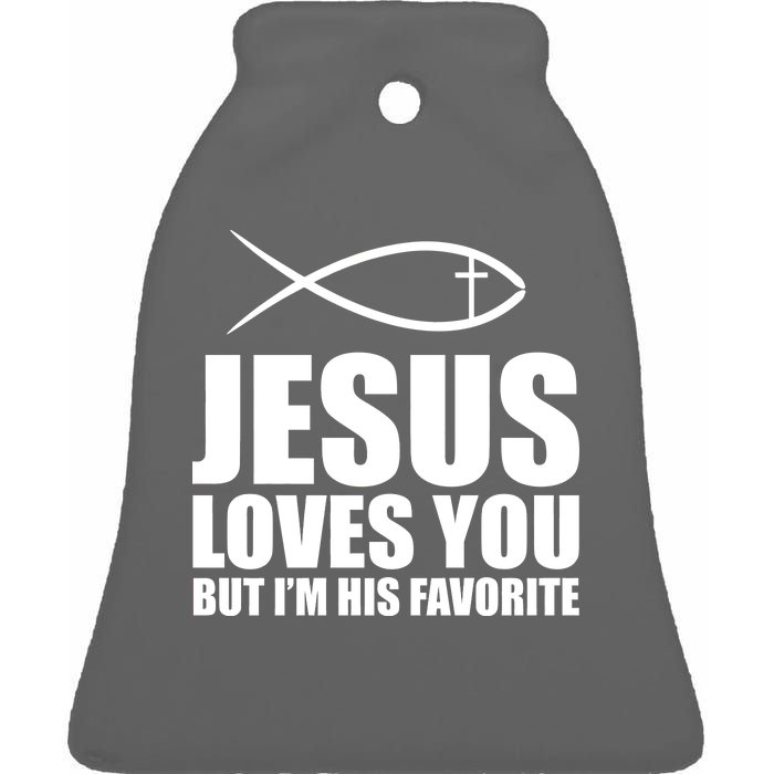 Jesus Loves You Funny Christain Ceramic Bell Ornament