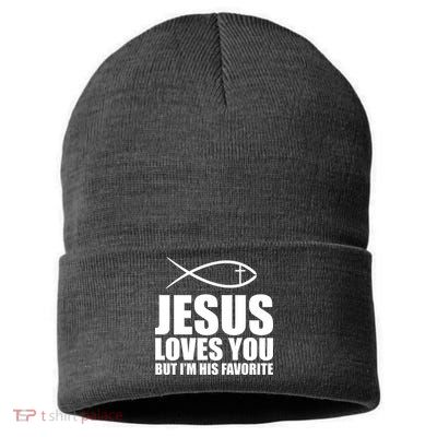 Jesus Loves You Funny Christain Sustainable Knit Beanie