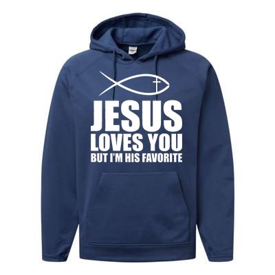 Jesus Loves You Funny Christain Performance Fleece Hoodie