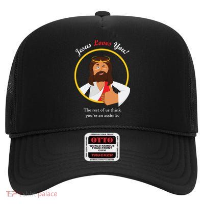 Jesus Loves You Funny Christian High Crown Mesh Back Trucker Hat