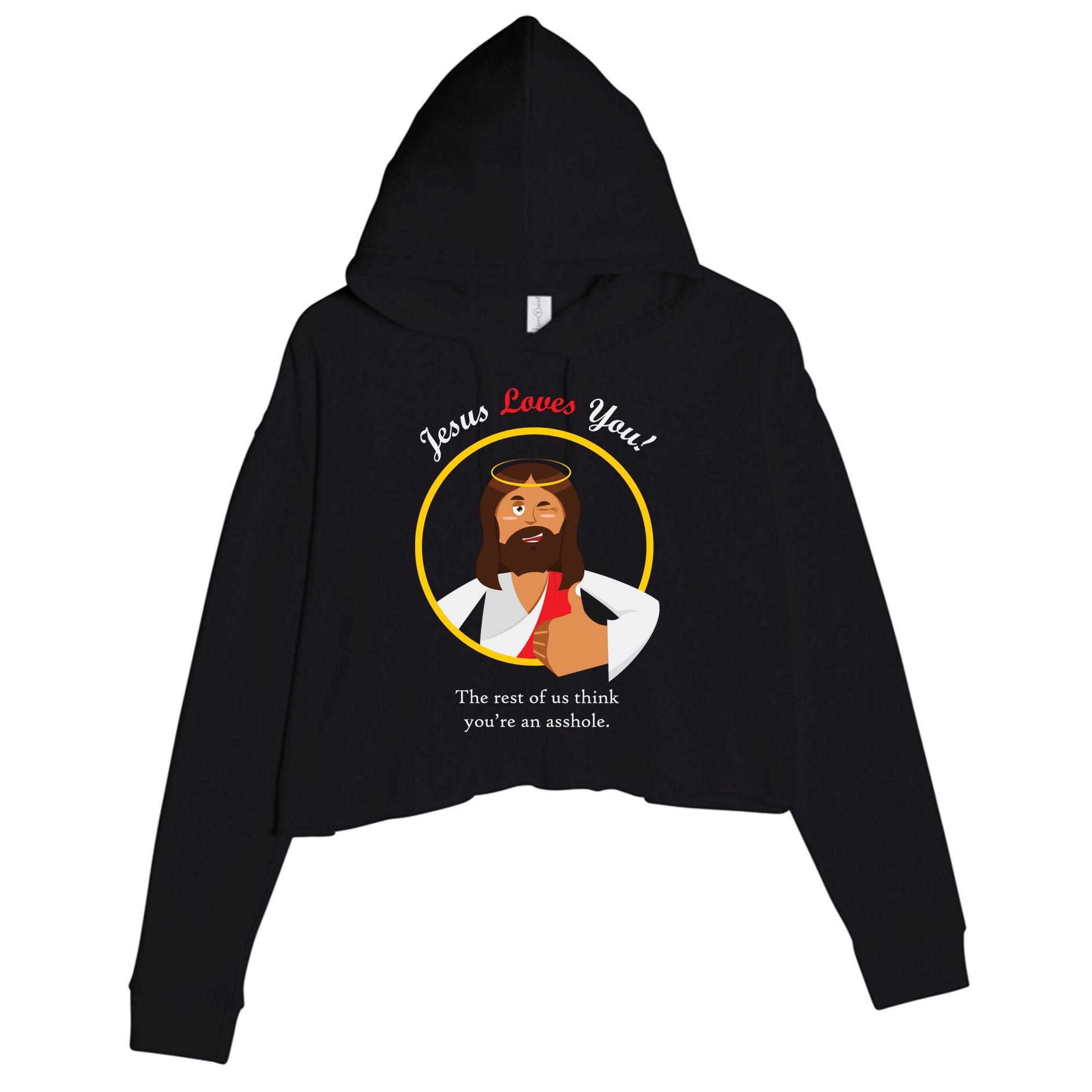 Jesus Loves You Funny Christian Crop Fleece Hoodie