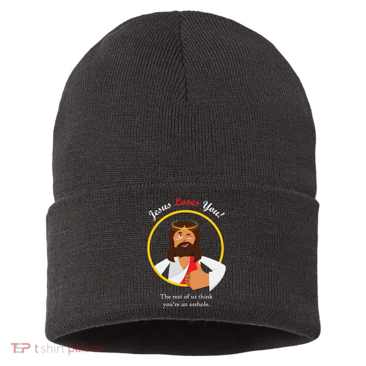 Jesus Loves You Funny Christian Sustainable Knit Beanie