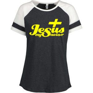 Jesus My Savior Christian Catholic Enza Ladies Jersey Colorblock Tee