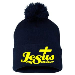 Jesus My Savior Christian Catholic Pom Pom 12in Knit Beanie