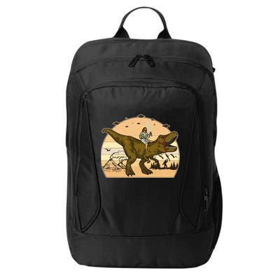 Jesus Riding T-Rex Dinosaur Funny Vintage City Backpack