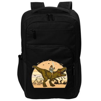 Jesus Riding T-Rex Dinosaur Funny Vintage Impact Tech Backpack