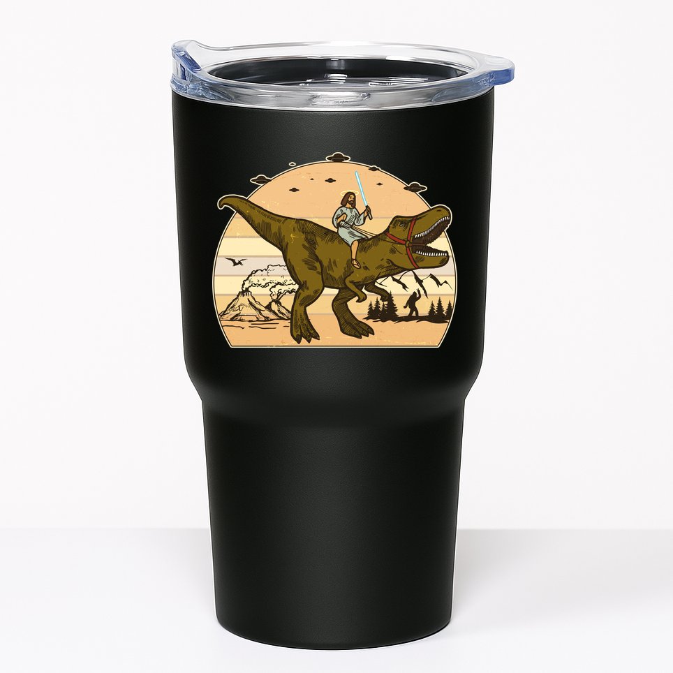 Jesus Riding T-Rex Dinosaur Funny Vintage Tumbler