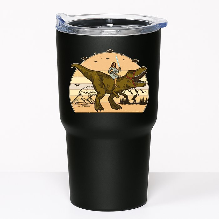 Jesus Riding T-Rex Dinosaur Funny Vintage Tumbler