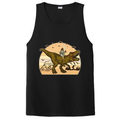Jesus Riding T-Rex Dinosaur Funny Vintage PosiCharge Competitor Tank