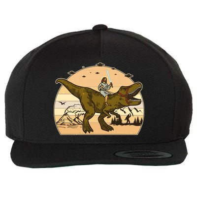 Jesus Riding T-Rex Dinosaur Funny Vintage Wool Snapback Cap